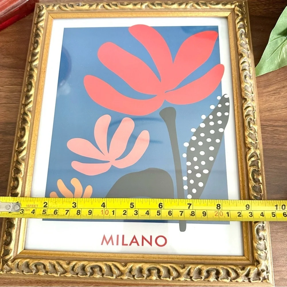 Milano Italy Flower Market Poster Gold Framed Wall Art Retro Souvenir Print
